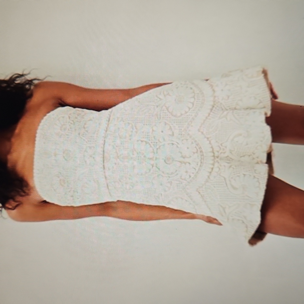 VERONICA BEARD: NEW Agata Cream Embroidered Lace Cotton Strapless Mini Dress